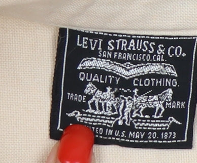 Mens UK Size M Levi Strauss & Co. Beige Biker Coat