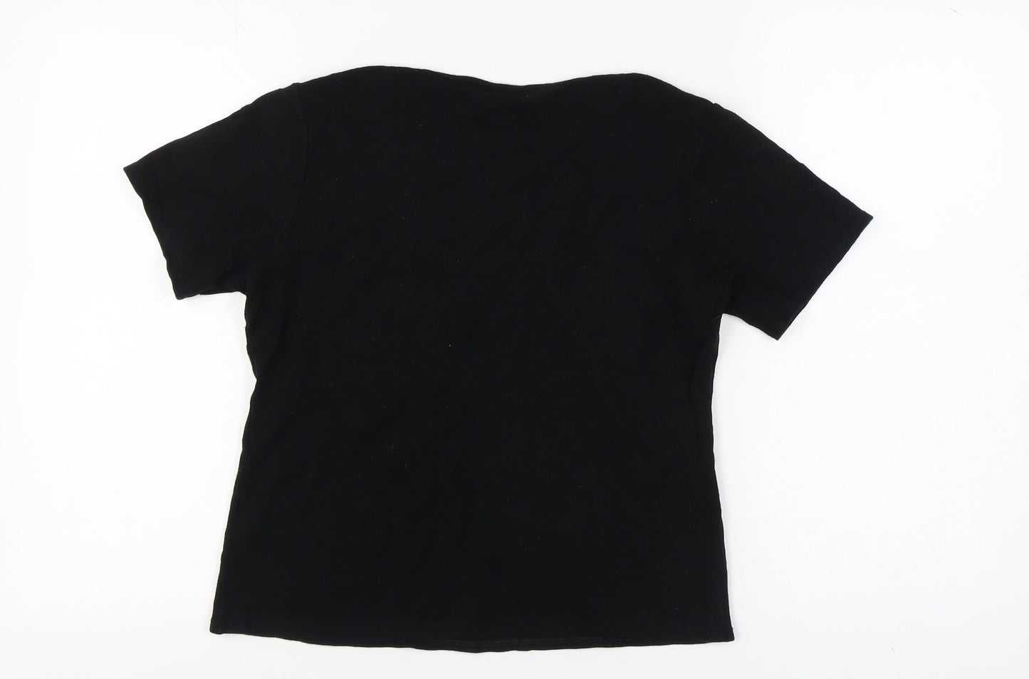 Womens UK Size 14 AMARANTO Black Basic T-Shirt