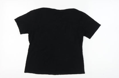 Womens UK Size 14 AMARANTO Black Basic T-Shirt