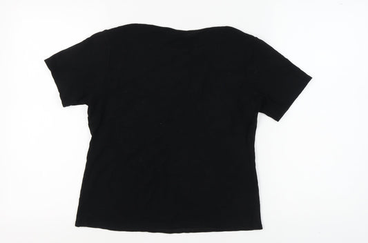 Womens UK Size 14 AMARANTO Black Basic T-Shirt
