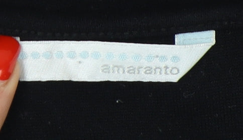 Womens UK Size 14 AMARANTO Black Basic T-Shirt