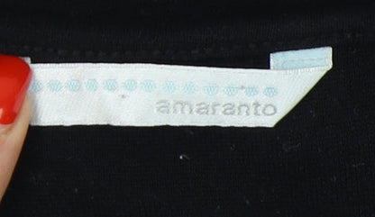 Womens UK Size 14 AMARANTO Black Basic T-Shirt