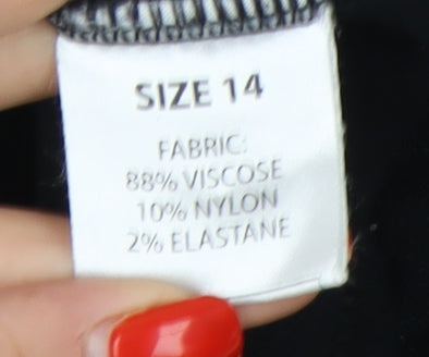 Womens UK Size 14 AMARANTO Black Basic T-Shirt
