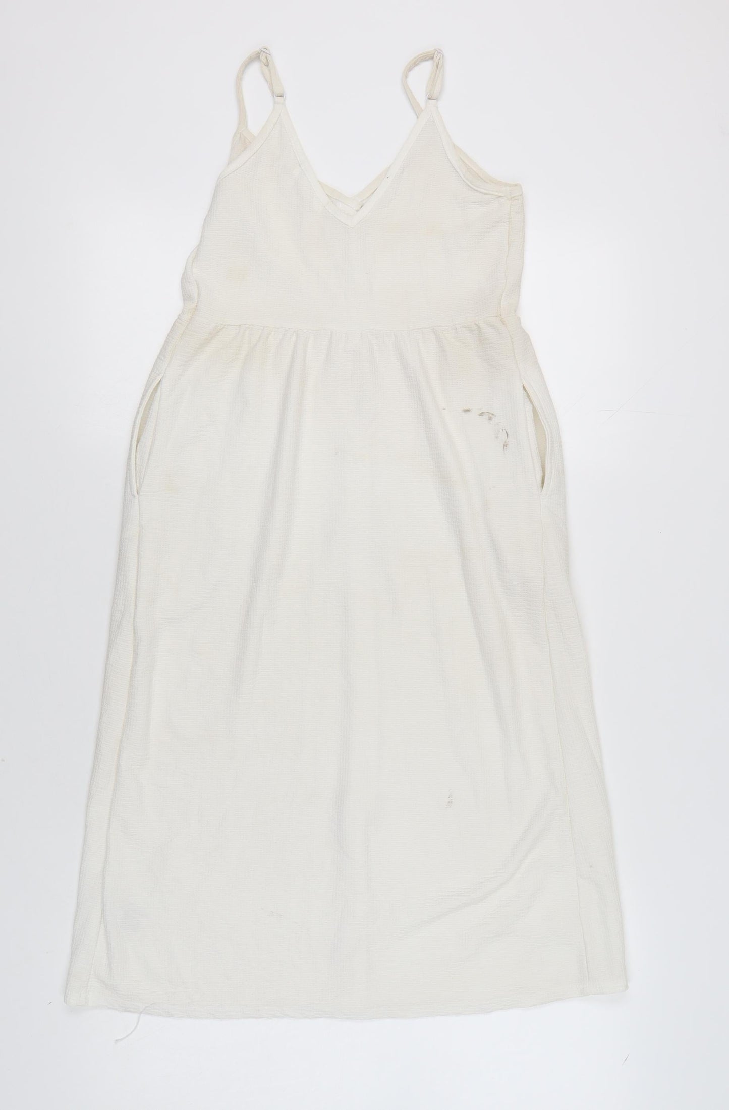 Next Women’s Ivory Sleeveless Button Casual Dress, Size 6