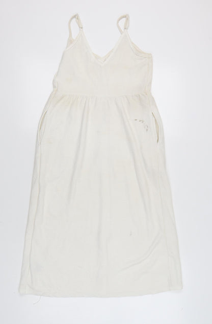 Next Women’s Ivory Sleeveless Button Casual Dress, Size 6