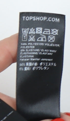 Topshop Women's Blue Bodysuit, Size 10, Ruffle Accent