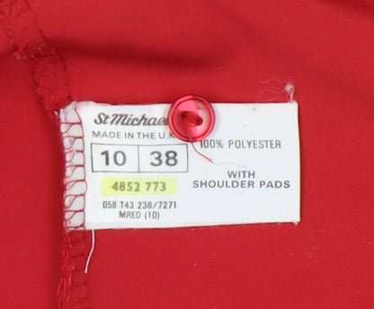 Womens UK Size 10 St Michael Red Basic Blouse