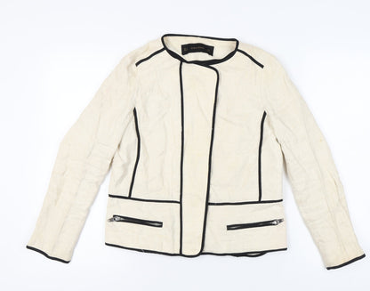Zara Basic Women's Ivory Jacket, Size M, Zip Accents