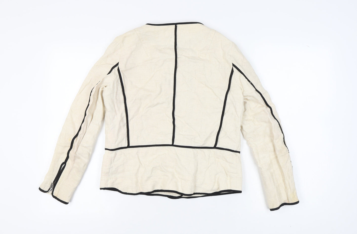 Zara Basic Women's Ivory Jacket, Size M, Zip Accents