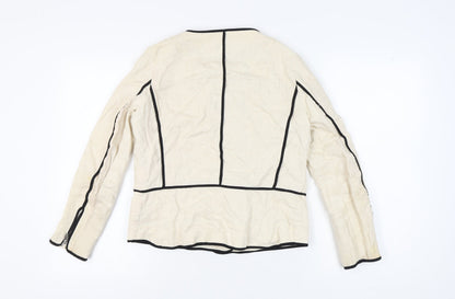 Zara Basic Women's Ivory Jacket, Size M, Zip Accents
