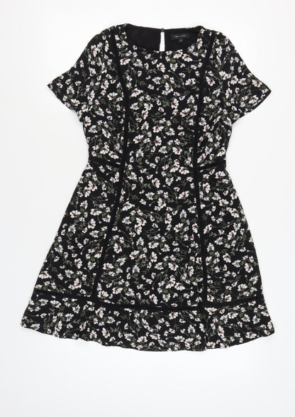 New Look Women's Black Floral Short Sleeve Dress