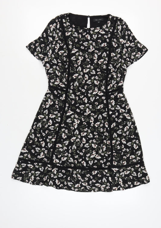 New Look Women's Black Floral Short Sleeve Dress