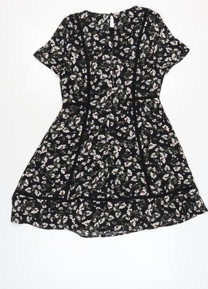 New Look Women's Black Floral Short Sleeve Dress