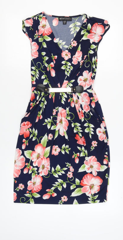 Mela London Women's Multicoloured Floral Wrap Dress