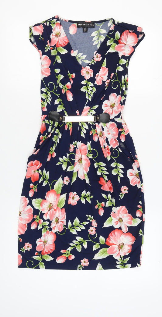 Mela London Women's Multicoloured Floral Wrap Dress