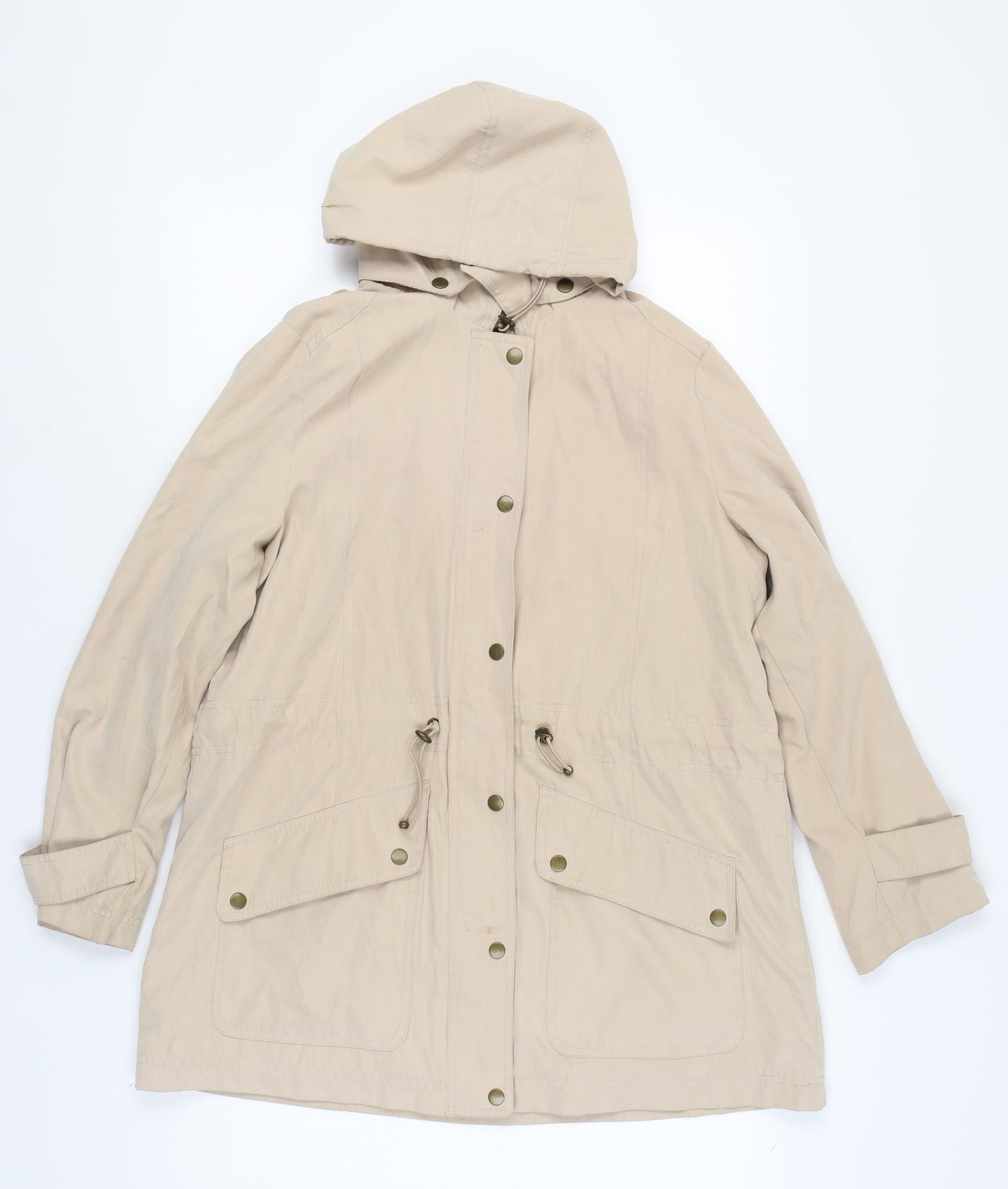 Daxon Women's Beige Parka Coat Size 14 Hooded Casual
