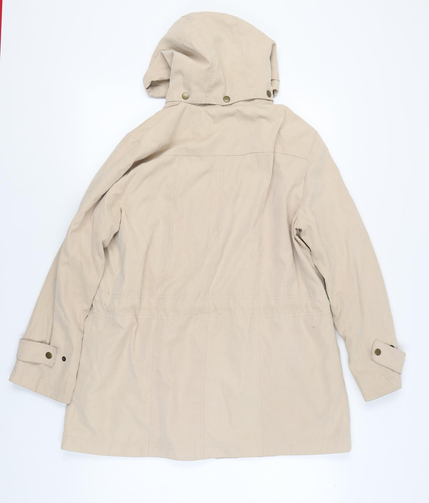 Daxon Women's Beige Parka Coat Size 14 Hooded Casual