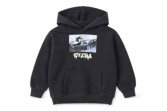 Zara Boys Black 90s Graphic Print Pullover Hoodie 6-7 Years
