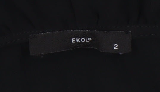 Ekol Women's Black Ruffled Blouse Size 2