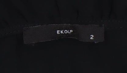 Ekol Women's Black Ruffled Blouse Size 2
