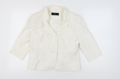 BHS Women Ivory Linen-Blend Blazer Size 14