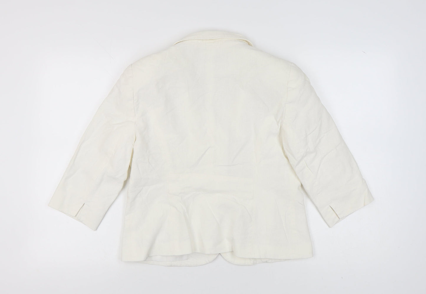BHS Women Ivory Linen-Blend Blazer Size 14