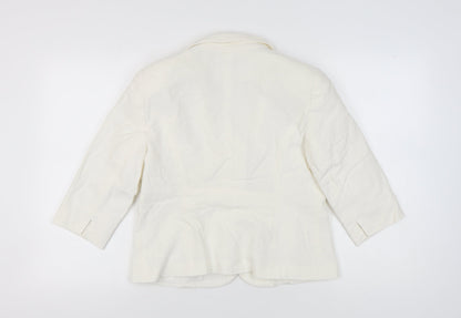 BHS Women Ivory Linen-Blend Blazer Size 14