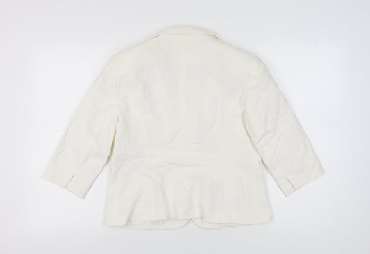 BHS Women Ivory Linen-Blend Blazer Size 14