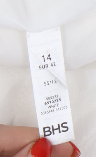 BHS Women Ivory Linen-Blend Blazer Size 14