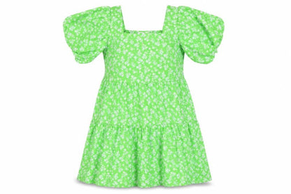 River Island Women Green Floral Puff Sleeve Dress 14