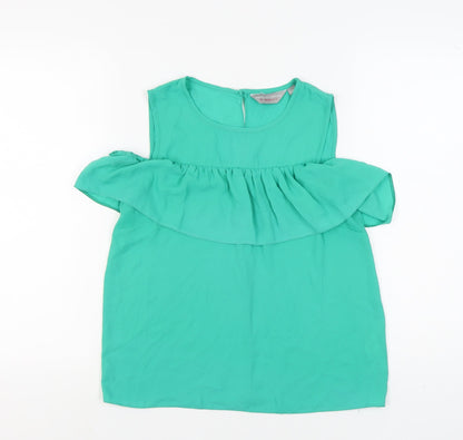 Womens UK Size 8 Dorothy Perkins Green Ringer Blouse