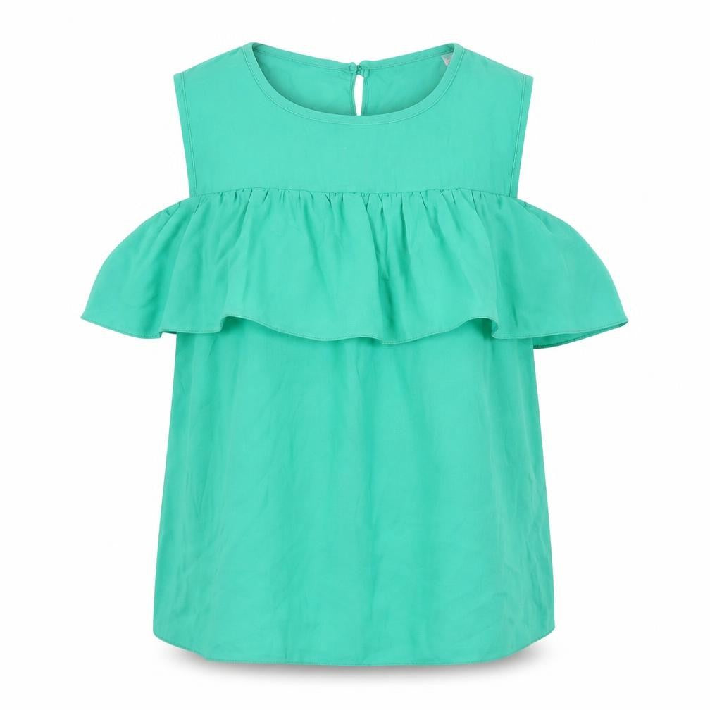 Womens UK Size 8 Dorothy Perkins Green Ringer Blouse