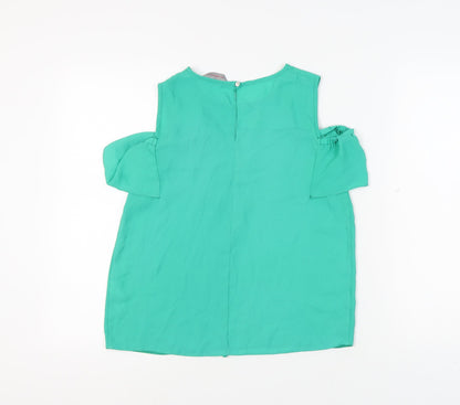 Womens UK Size 8 Dorothy Perkins Green Ringer Blouse