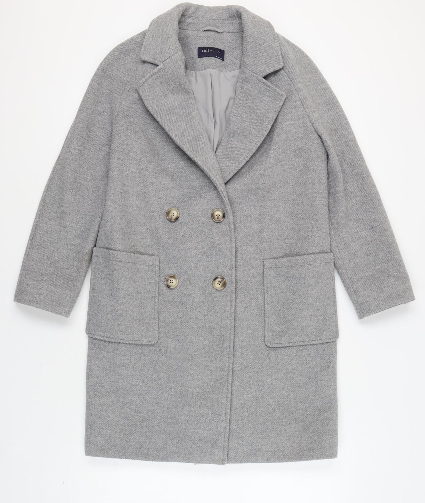 Womens UK Size 6 Marks and Spencer Grey Overcoat