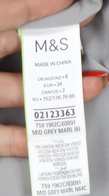 Womens UK Size 6 Marks and Spencer Grey Overcoat