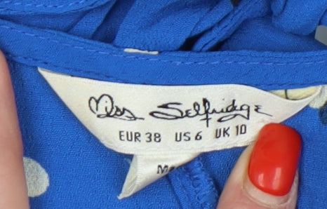 Womens UK Size 10 Miss Selfridge Blue Cropped Blouse