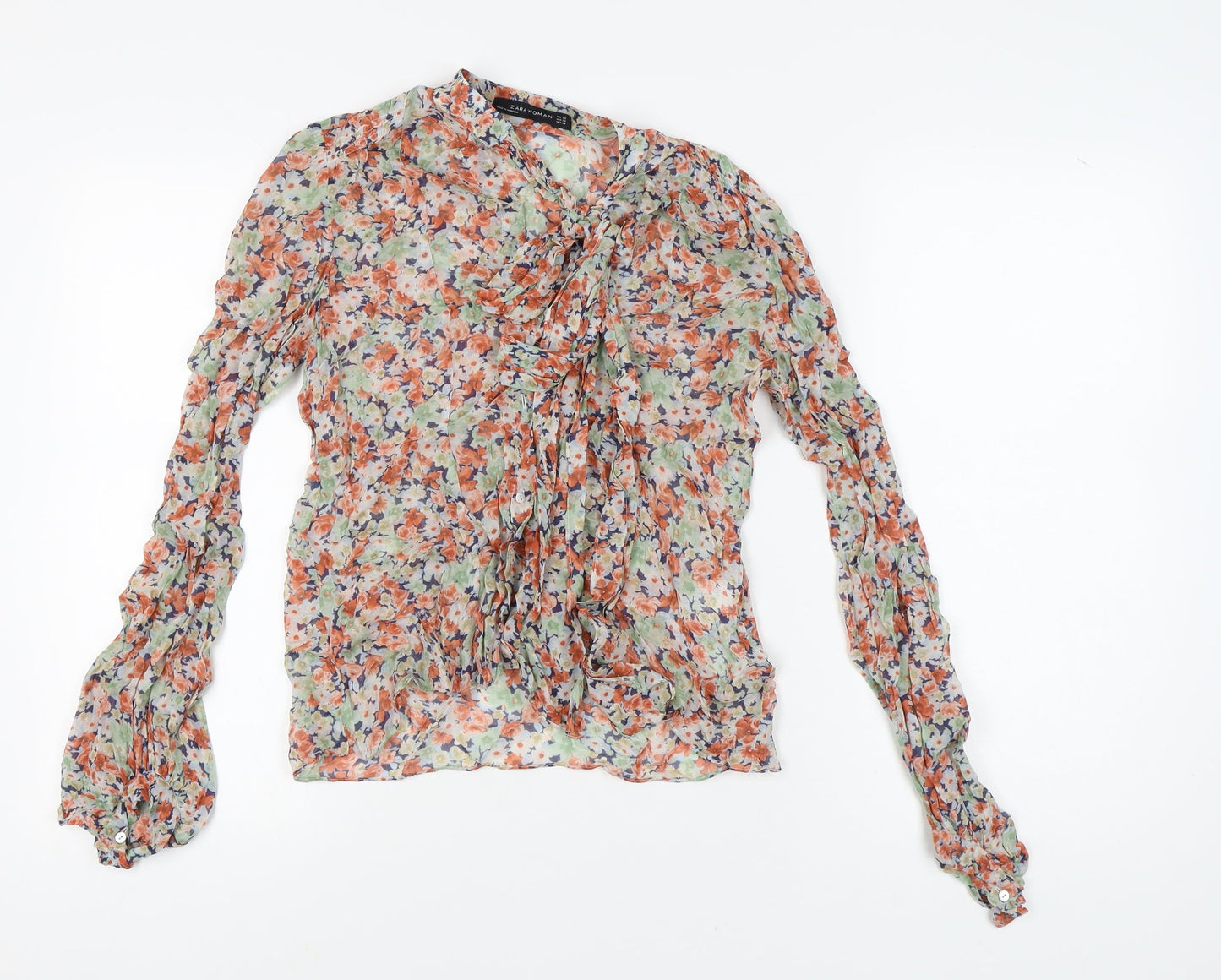 Womens UK Size XS Zara Multicoloured Tunic Blouse