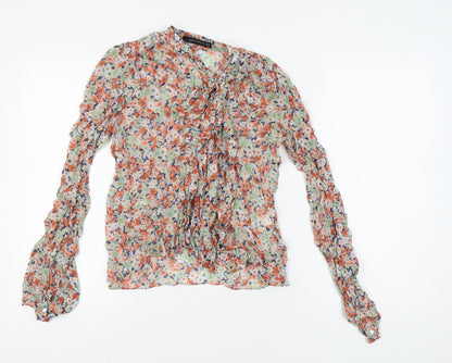 Womens UK Size XS Zara Multicoloured Tunic Blouse