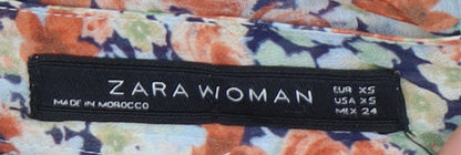 Womens UK Size XS Zara Multicoloured Tunic Blouse