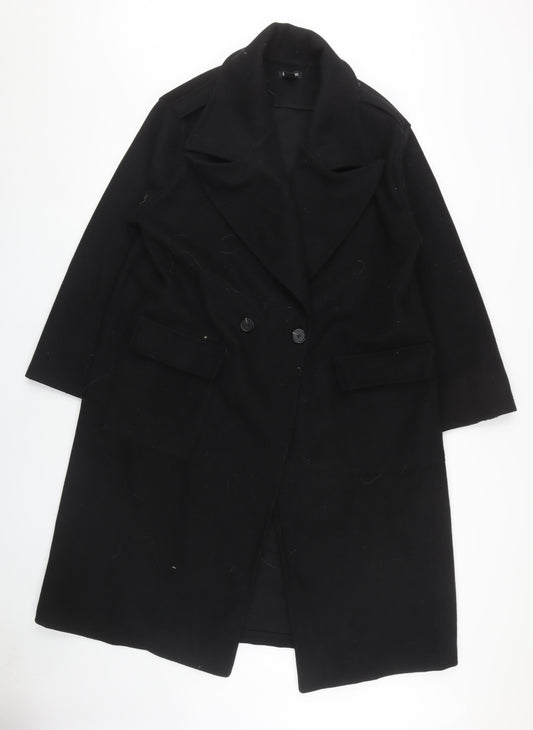 Boohoo Women's Black Long Overcoat, Size 12