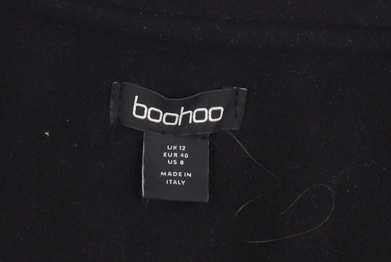 Boohoo Women's Black Long Overcoat, Size 12