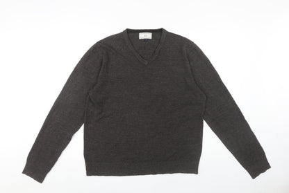 John Lewis Men's Grey Acrylic V-Neck Jumper L