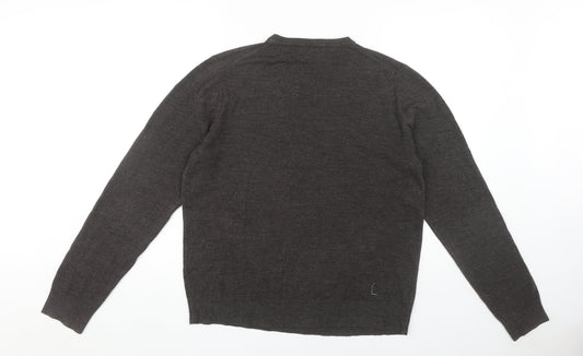 John Lewis Men's Grey Acrylic V-Neck Jumper L