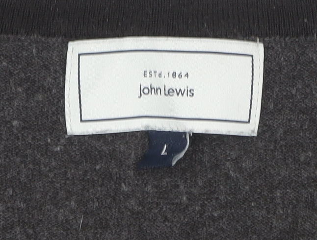 John Lewis Men's Grey Acrylic V-Neck Jumper L