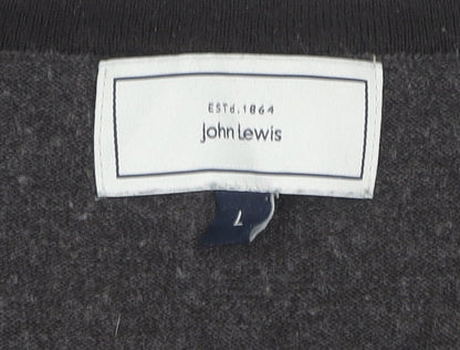John Lewis Men's Grey Acrylic V-Neck Jumper L