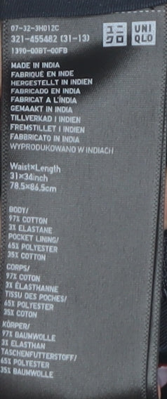 Womens UK Size 31 Uniqlo Regular Fit  Blue Trousers