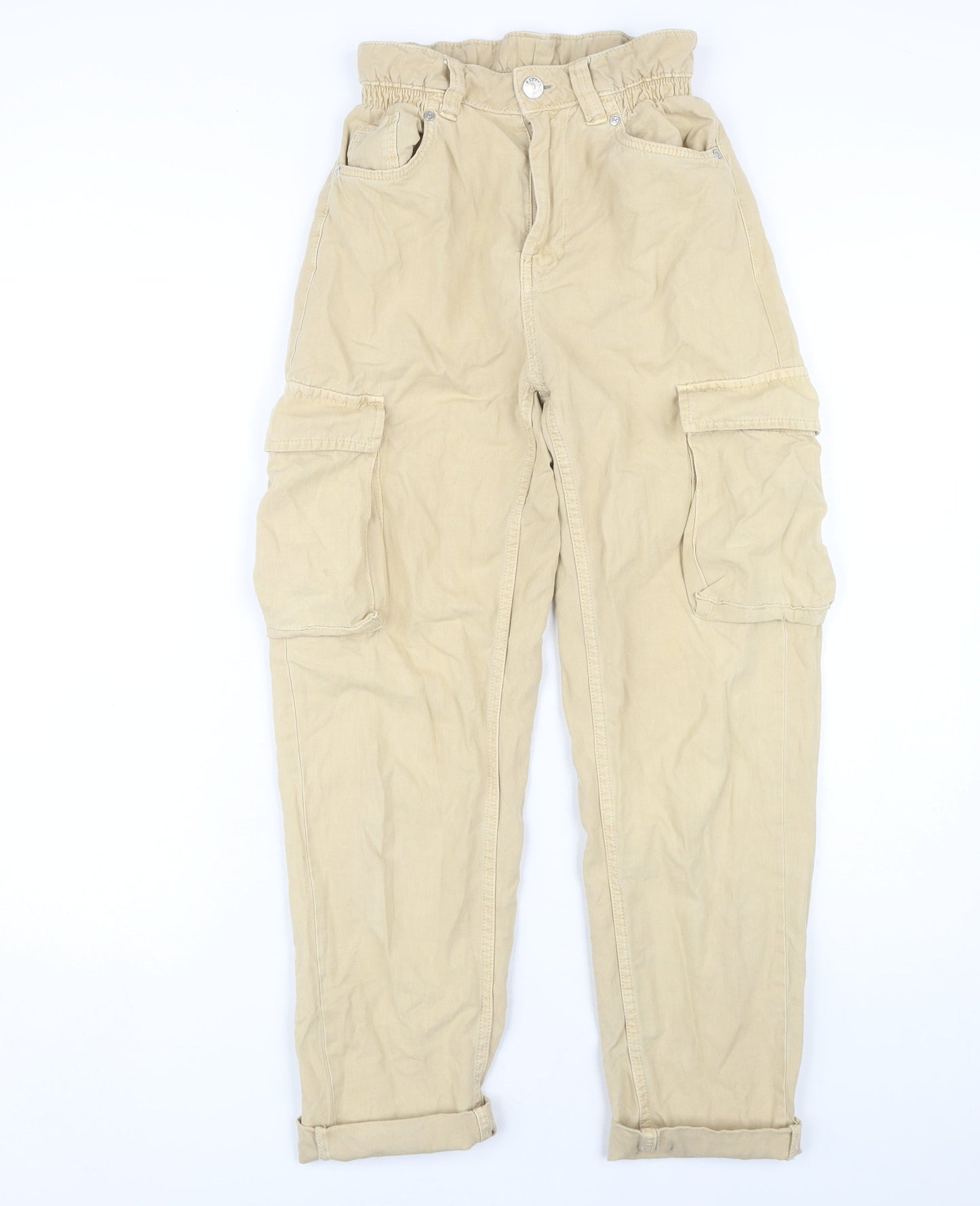 Bershka Women's Beige Cargo Trousers, Size 6, Spring Ready