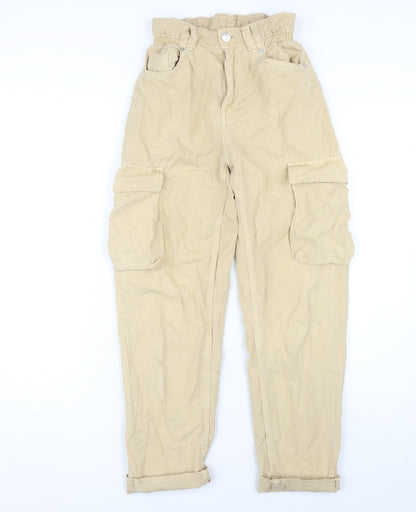Bershka Women's Beige Cargo Trousers, Size 6, Spring Ready