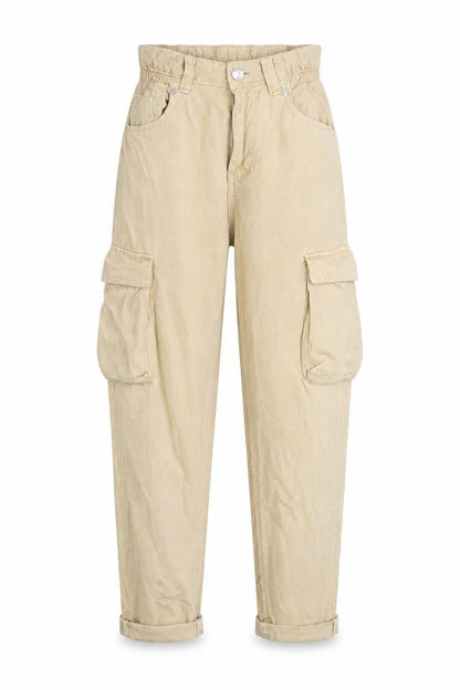 Womens UK Size 6 Bershka Relaxed Fit Cargo Beige Trousers