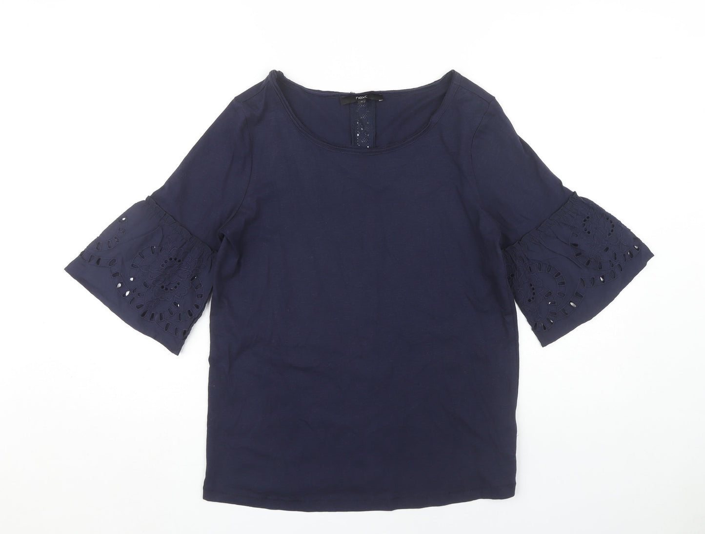 Next Women's Blue Bell Sleeve Cotton Blouse Size 10